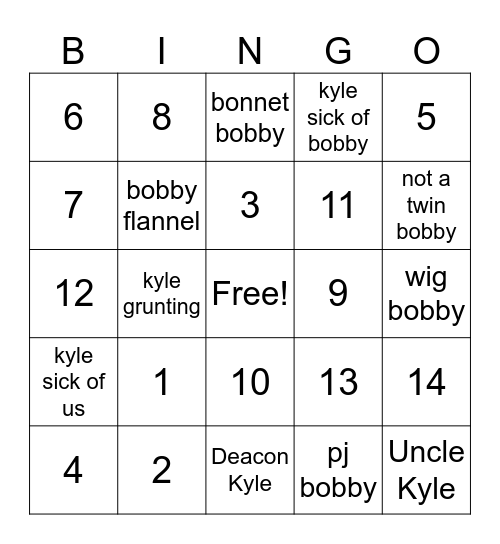 Late Night Bingo Card