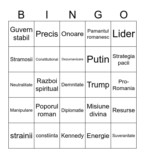 CG Bingo Card