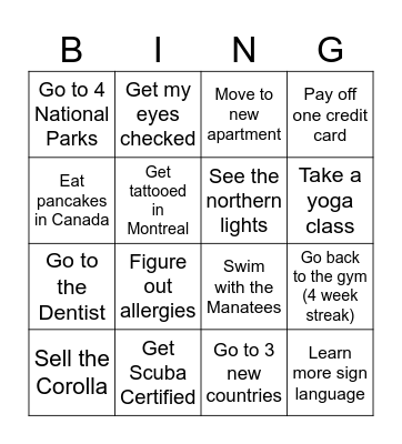 Heidi's Resolution Bing(^o^) Bingo Card