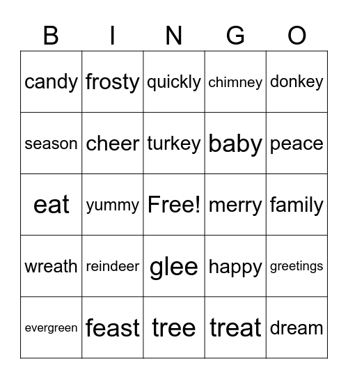 Word with Long E Sound Bingo Card