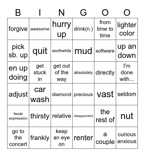 听力5-6 Bingo Card