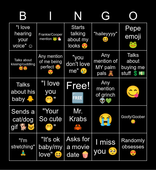 Nico Bingo Card