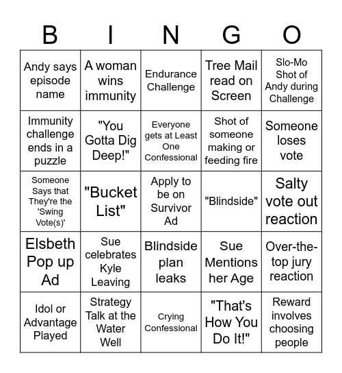 Survivor 47 Episode 12 Bingo Card