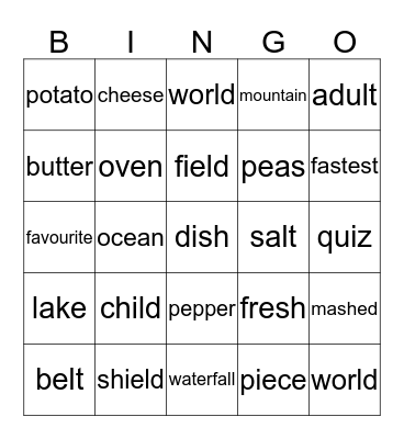 Bingo #3 Bingo Card
