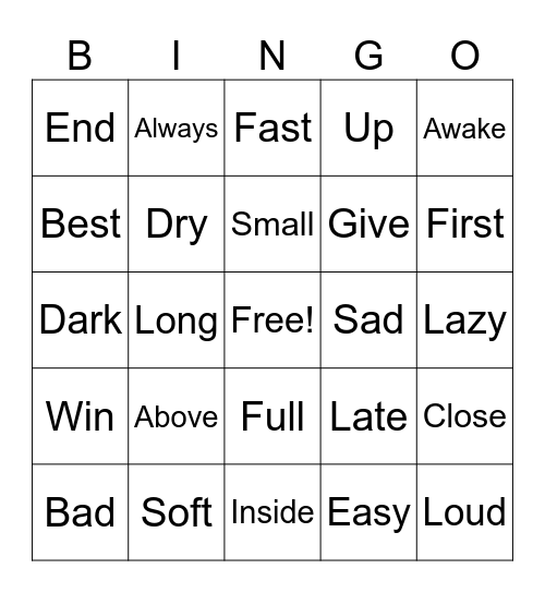 antonym-bingo-card