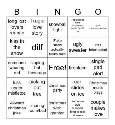 Naughty Hallmark Bingo Card