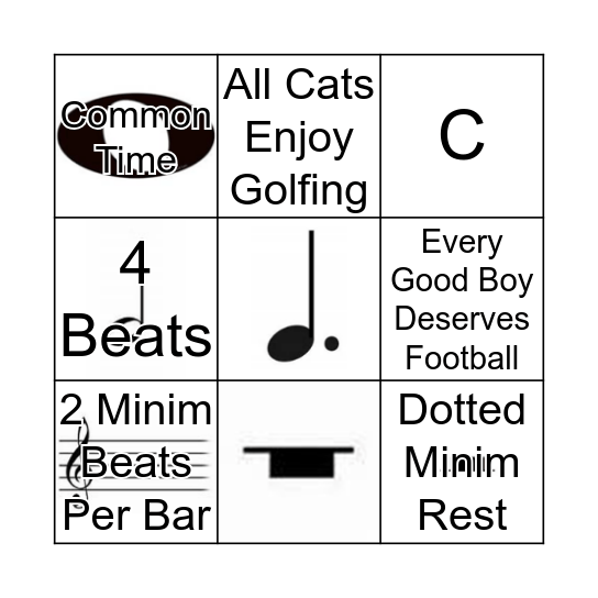 Grade 1/2 Theory (Card 2) Bingo Card