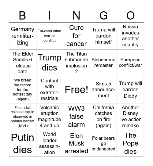 2025 Bingo Card