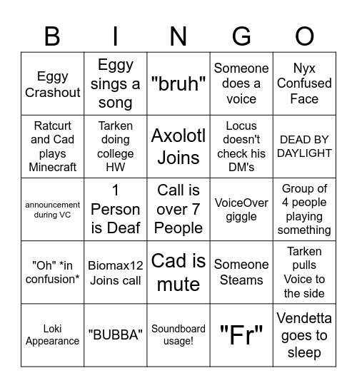 VC Bingo Card