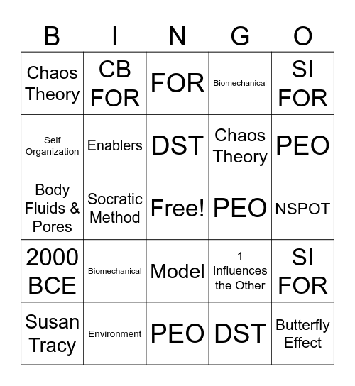 Foundations of OT Year End Review Bingo Card