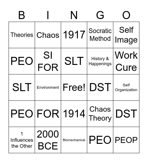 Foundations of OT Year End Review Bingo Card