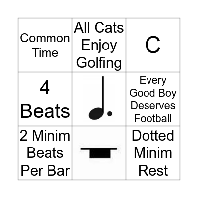 Grade 1/2 Theory (Card 2) Bingo Card