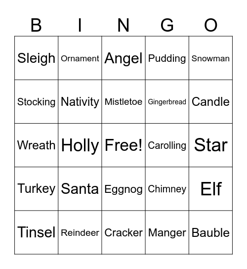 FT Christmas Bingo Card