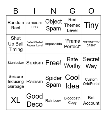 Recent Tab Bingo Card