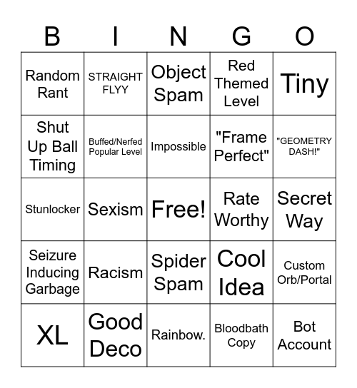 Recent Tab Bingo Card