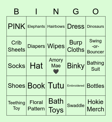 BABY SHOWER Bingo Card