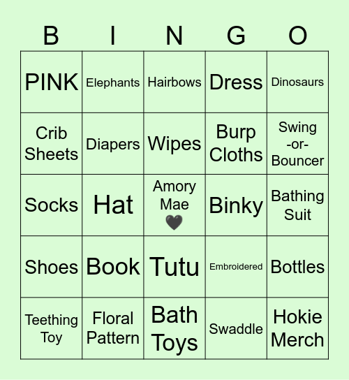 BABY SHOWER Bingo Card