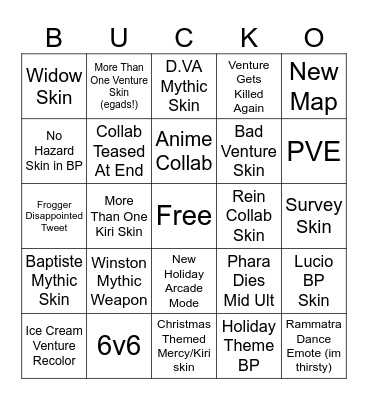 Season 14 Trailer Bucko Bingo Card
