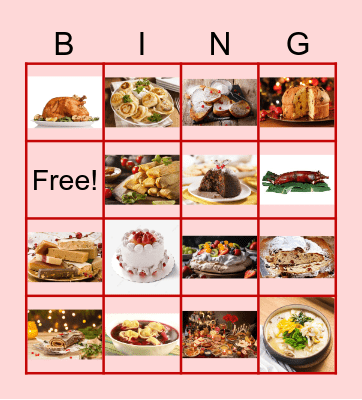 Winter Holidays Food Celebration Bingo Card