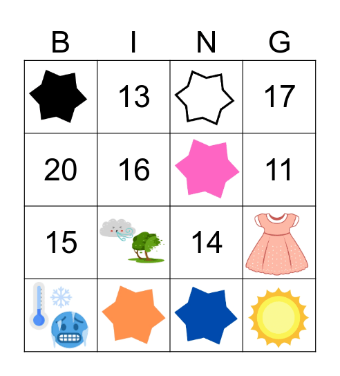 English - 5º Grade Bingo Card