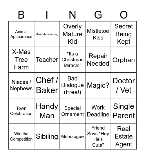 Hallmark Bingo 2.0 Bingo Card