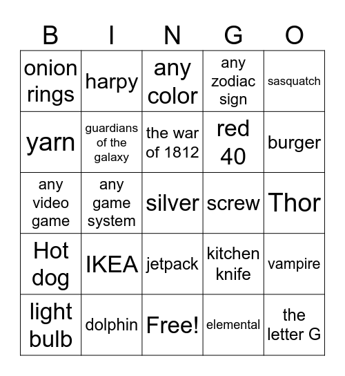 Infinite Craft Bingo Card