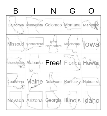 States Bingo Card