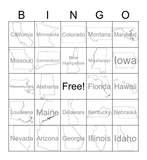 States Bingo Card