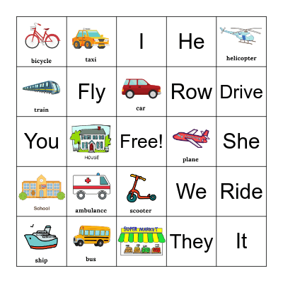 Transportation Bingo Card