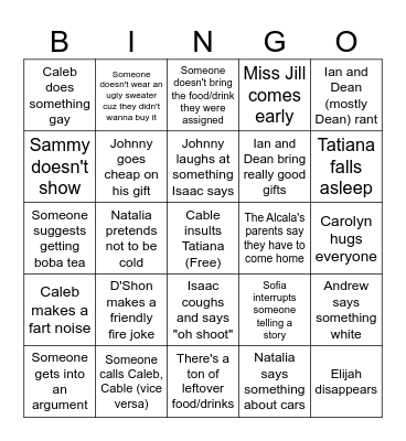 Christmas Party Bingo Card