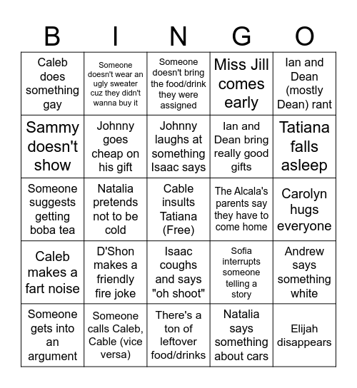 Christmas Party Bingo Card