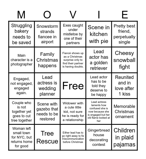 Hallmark Movie  Bingo Card