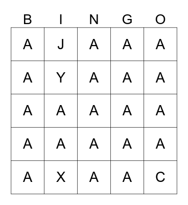 ALPHABET Bingo Card