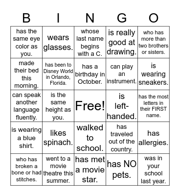 Find Someone Who . . . Bingo Card