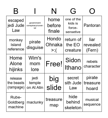 Star Wars Bingo Crew Bingo Card