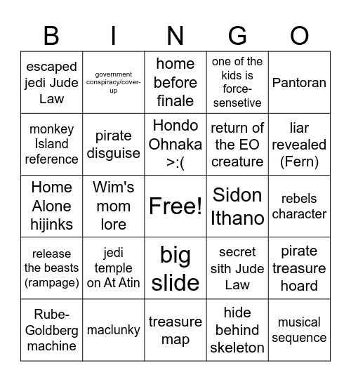 Star Wars Bingo Crew Bingo Card