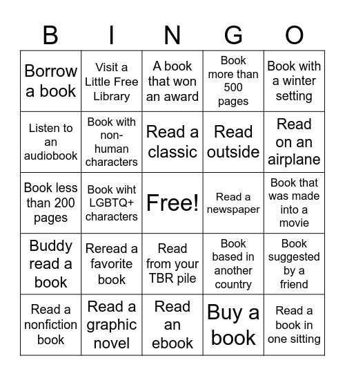 Book Bingo Card