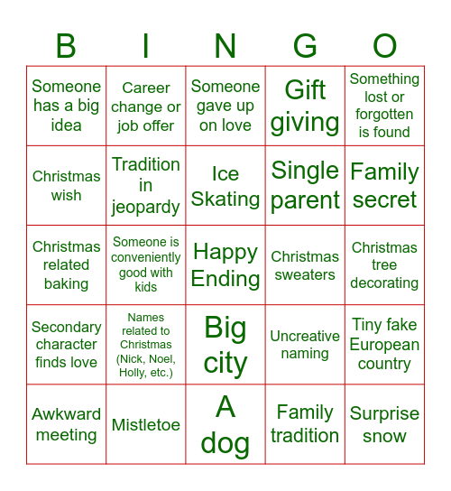 Hallmark Christmas Bingo Card