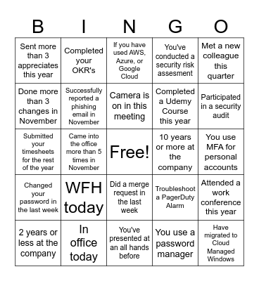 SETEC Bingo! Bingo Card
