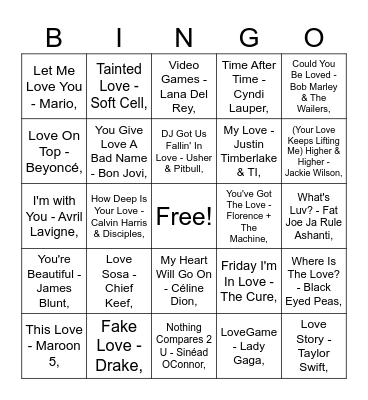 MUMBOS BINGO: LOVE Bingo Card