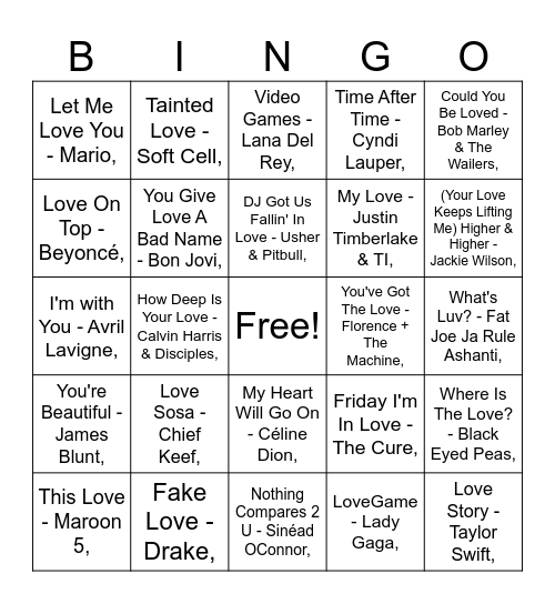 MUMBOS BINGO: LOVE Bingo Card