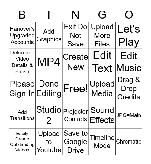 Nighthawk Studios & Wevideo Bingo Card