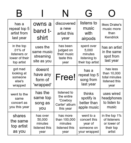 BSU Meeting Bingo Card