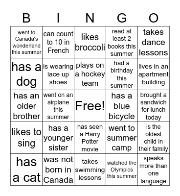 Someone who.......... Bingo Card