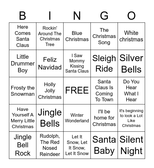 CHRISTMAS CAROLS Bingo Card