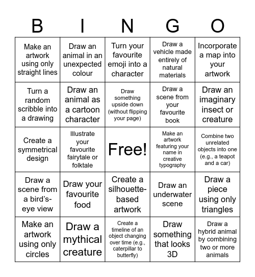 Art Bingo 2 Bingo Card