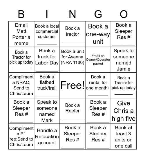 Penske 1 Bingo Card