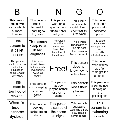 How well do you know the people at Myhealth The Glen? :D Bingo Card