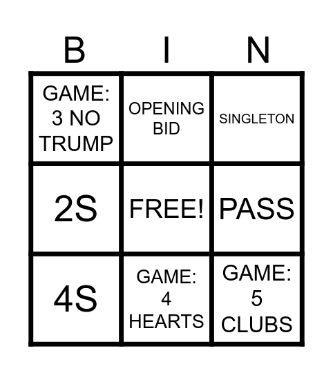 BRIDGE Bingo Card