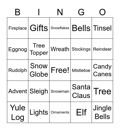 6A Christmas Bingo Card